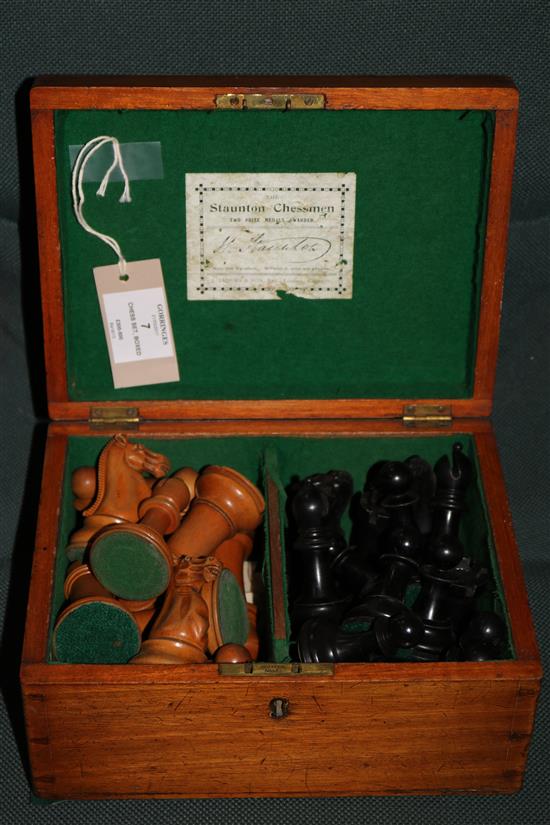 A Jaques & Son Staunton chess set, 9.25in.